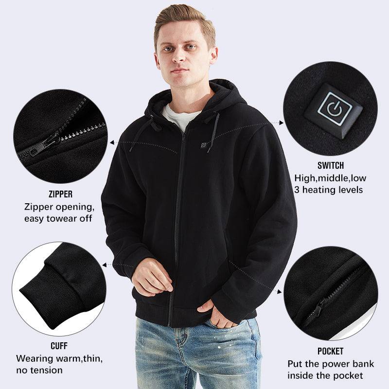 DUKUSEEK Heated Hoodie with 10000mAh Battery Pack Electric Heated Hoodie for Men and Women