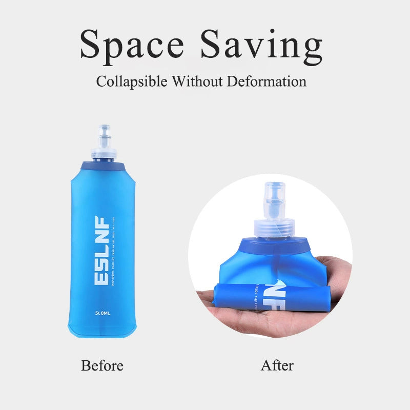 Collapsible Backpacking Water Bottle 500ml 17.6oz BPA Free Ultra Light (2 packs)