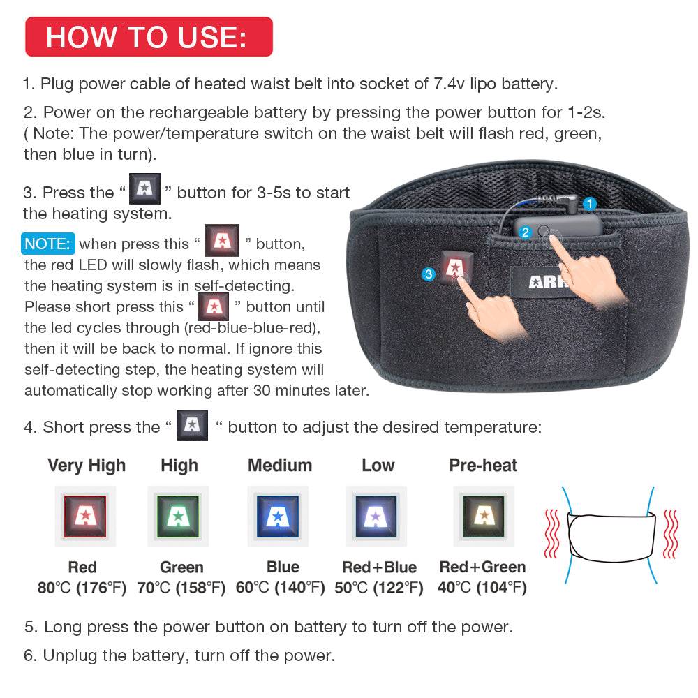 ARRIS Heating Waist Belt/Heated BackStraps for Back Pain Relief with Battery (Lengthened Version)