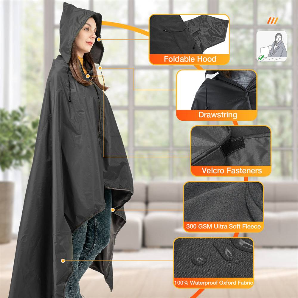 waterproof windproof foldable hood drawstring velcro fasteners