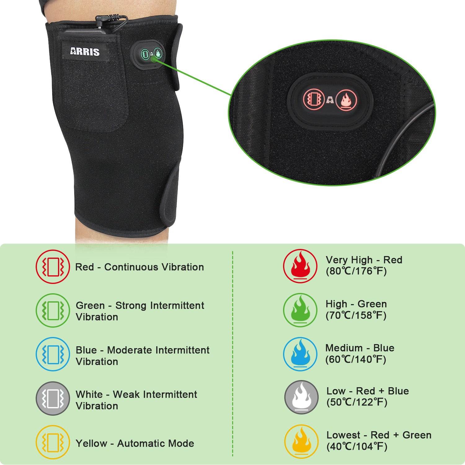 ARRIS 7.4V 4200mah Battery Heating Knee Pad with Massage Vibration motor