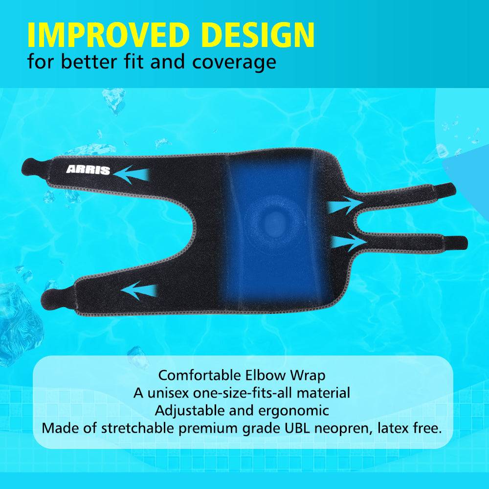 ARRIS Elbow Support Reusable Wearable  Ice Gel Pack Wrap for Hot Cold Therapy