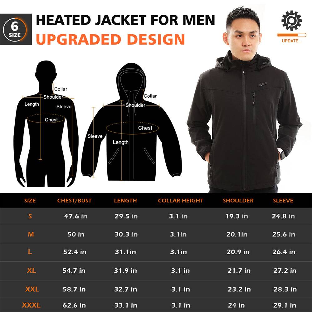 ARRIS 7.4V Heated Jacket for Men with Battery Pack Winter Outdoor Softshell Electric Heating Coat