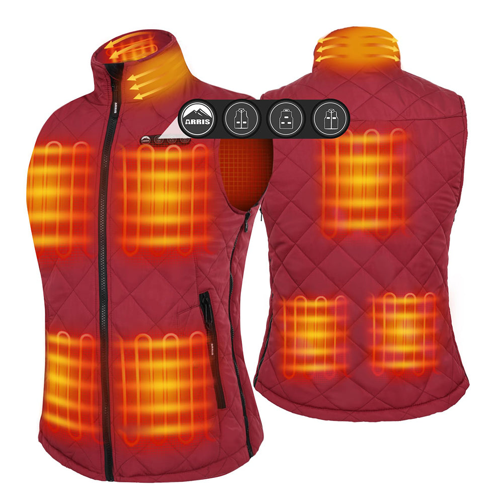 ARRIS Heated Vest for Women, Size Adjustable 7.4V Electric Warm Vest 8 Heating Panels with Battery