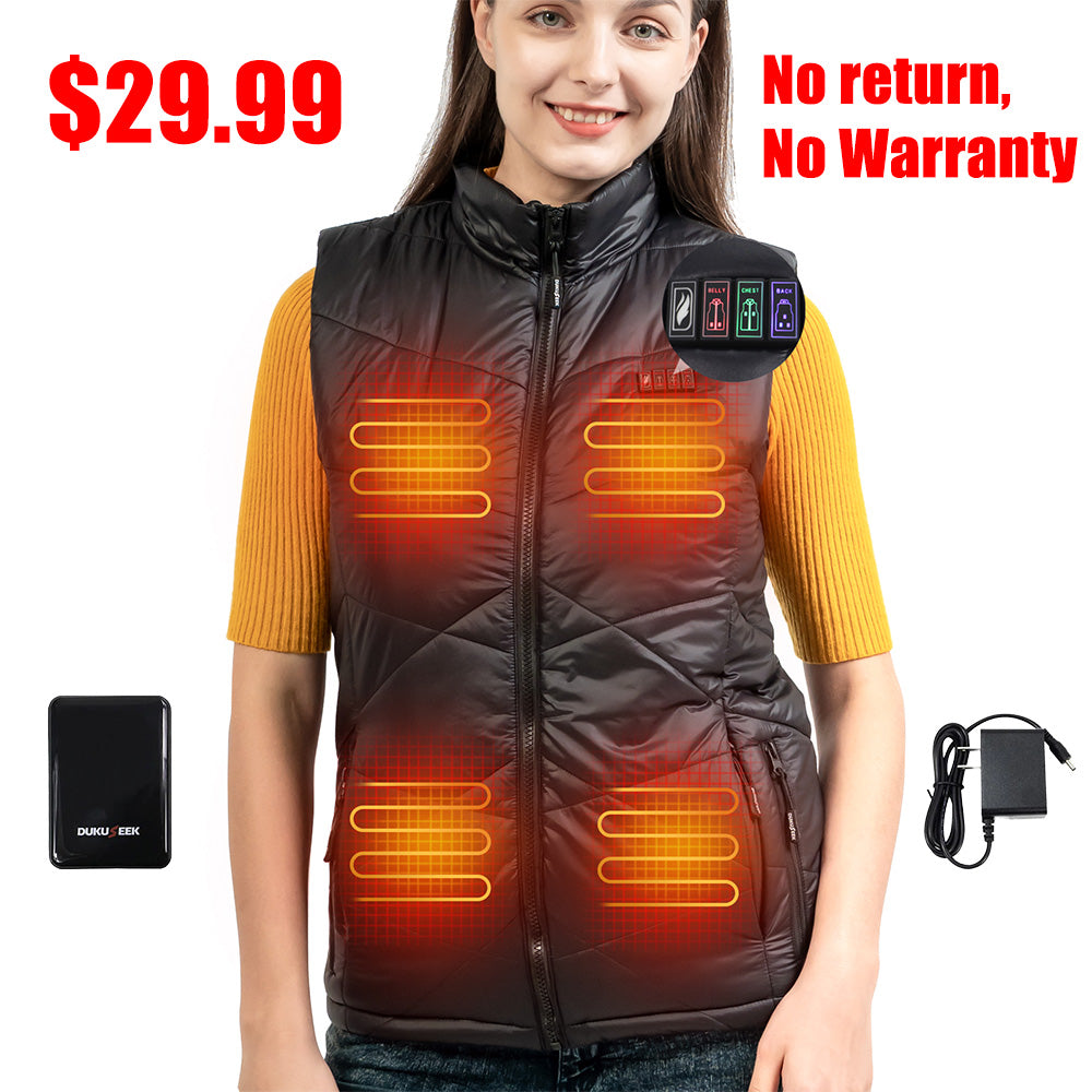 DUKUSEEK Electric Heated Vest for Women Waterproof Lightweight Heated Vest with Battery & Charger