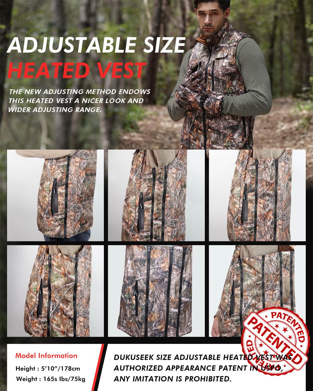 size adjustable vests that are heated