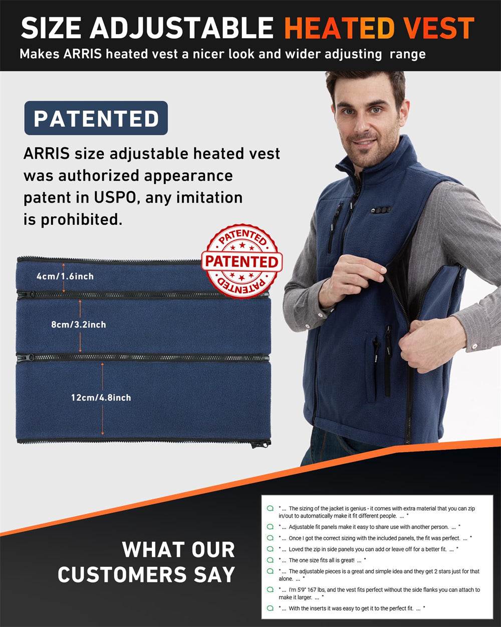 arris size adjustable heated vest patent design