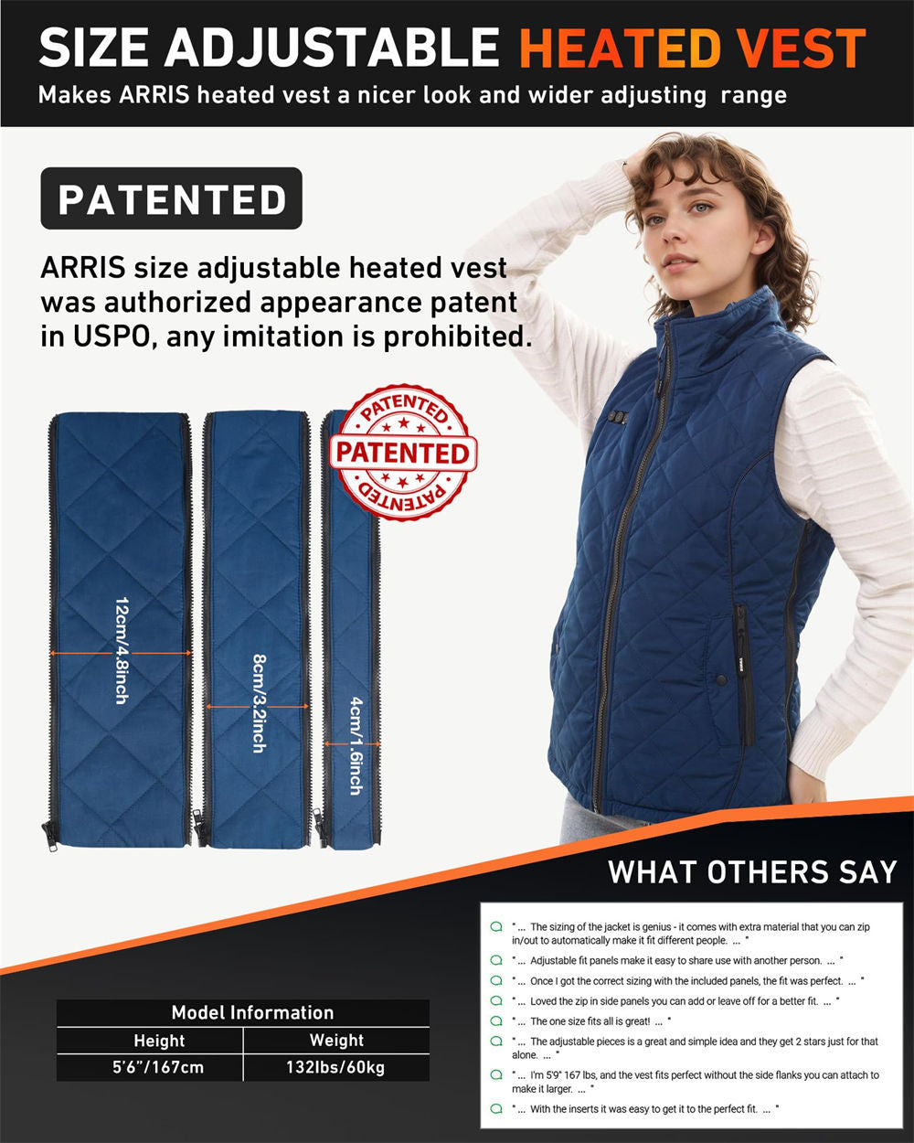 size adjustable heated vest patented