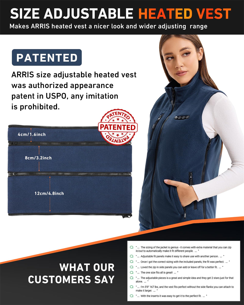 arris size adjustable heated vest
