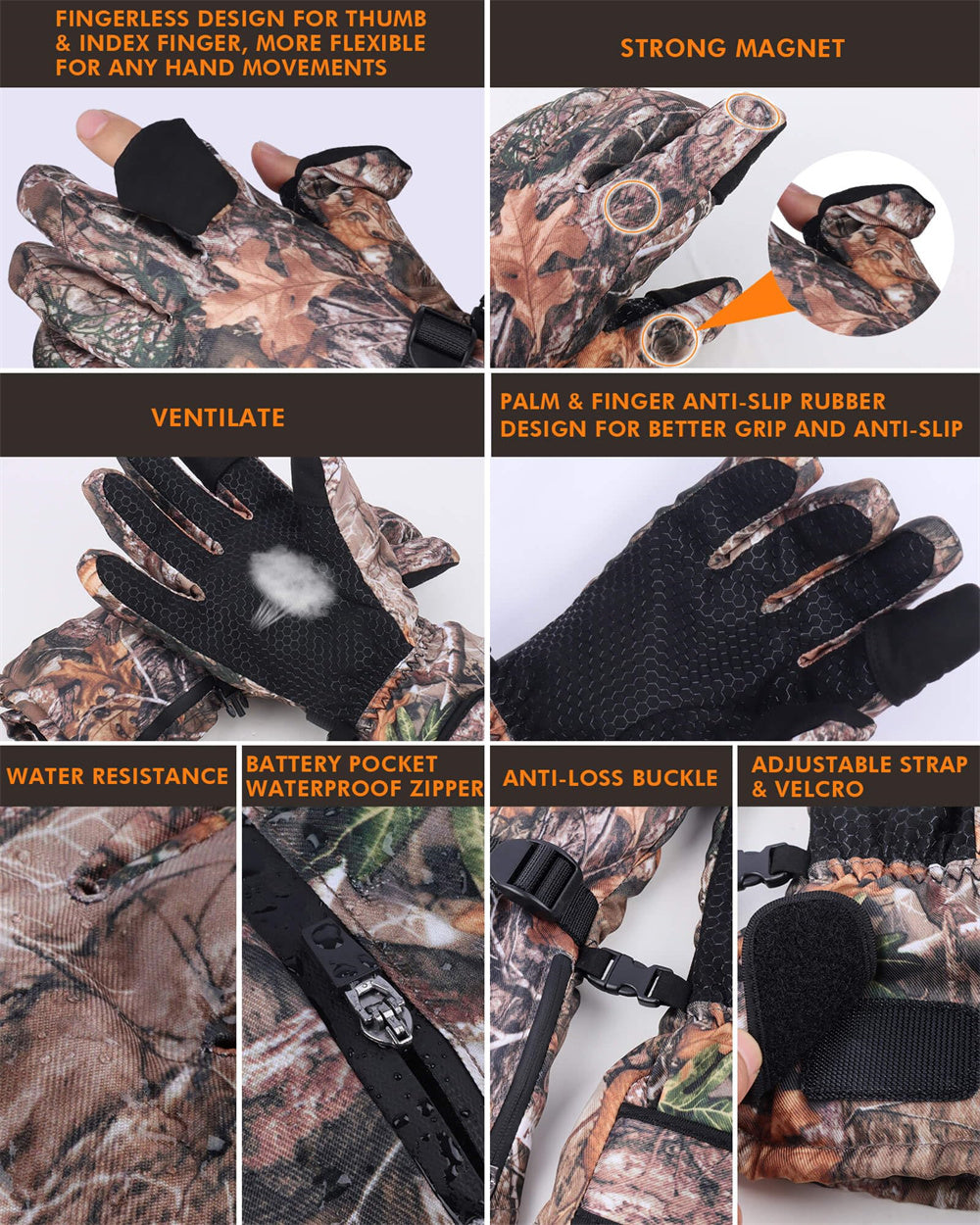 Upgraded】DUKUSEEK Electric Heated Camo Gloves Unisex for Hunting Fish –  arrislife