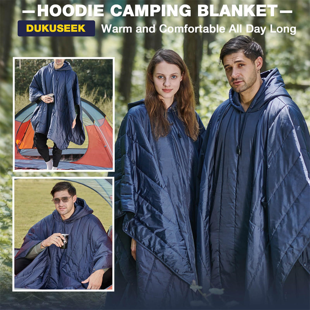 Outdoor Camping Hiking Cotton Down Poncho Coat Quilted Thermal Blanket  Sleeping