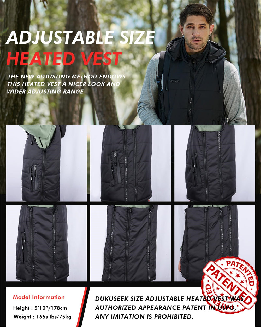 size adjustable heated vest 