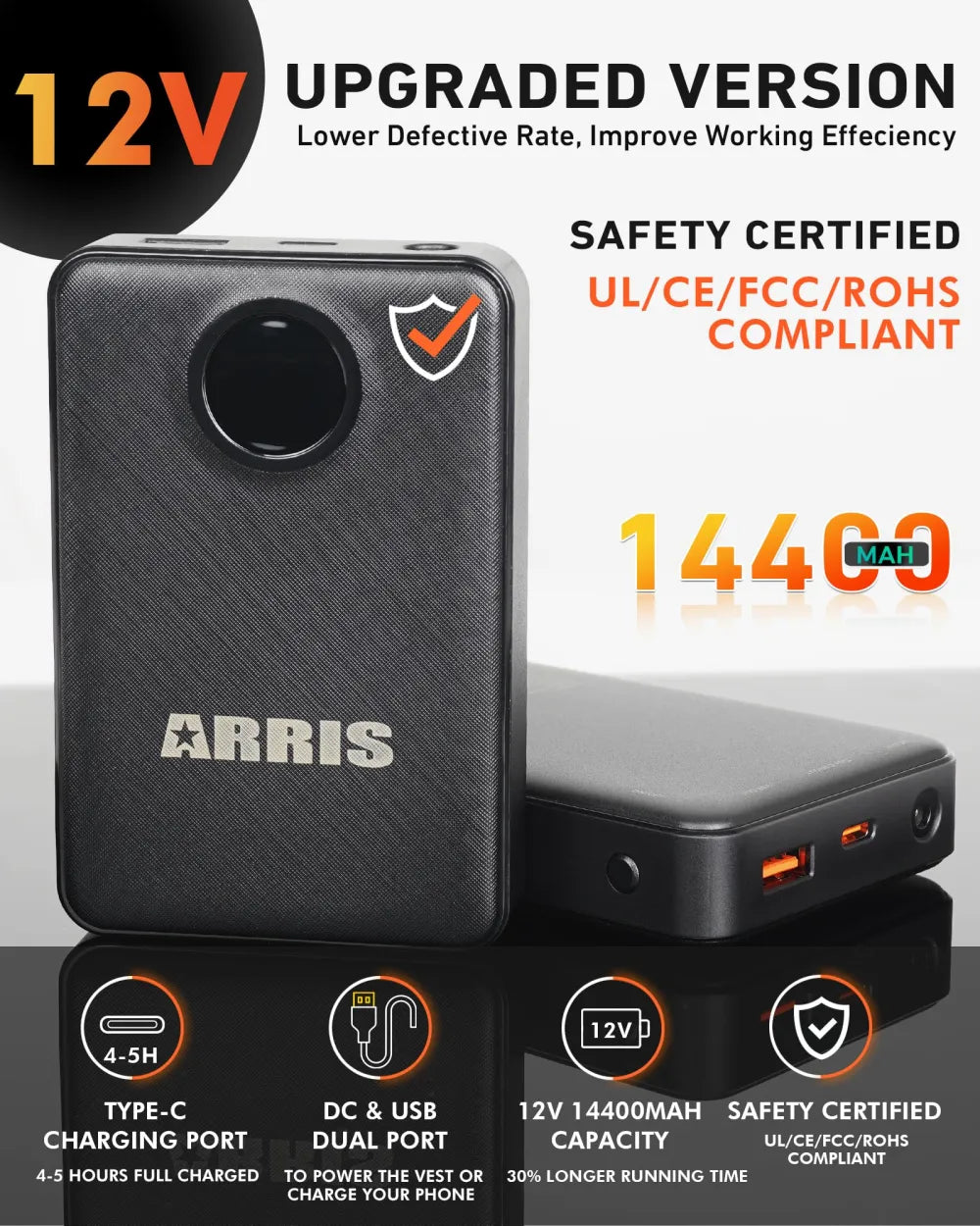 ARRIS 12V 14400mah battery rechargeable lipo battery