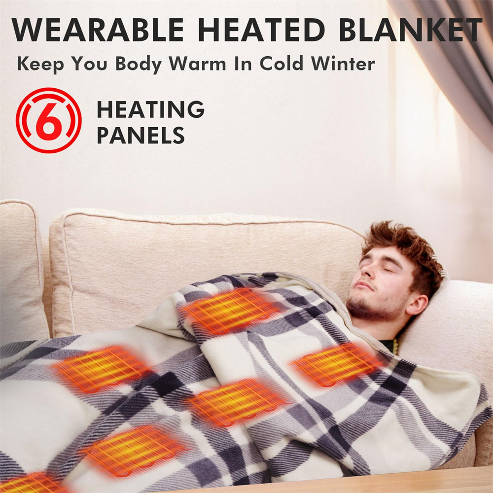 USB Electric Heated Blanket Fleece Portable Heated Throw Winter Warm Shawl  US
