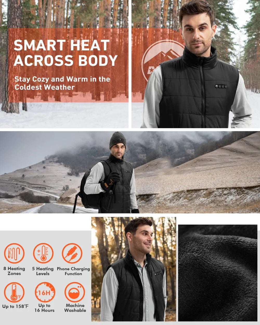 ARRIS 12V Graphene-Enhanced Heated Vest with Patented Size Adjustable Design, Electric Heating Vest with Battery for Men and Women