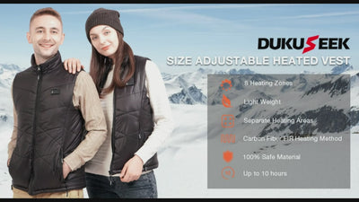 DUKUSEEK Heated Vest for Men Waterproof & Lightweight with Rechargeable 7.4V Battery Pack & Wall Charger for Hunting, Fishing, Cycling, Treking, Hiking, Skiing, Snowboarding, Outdoor work